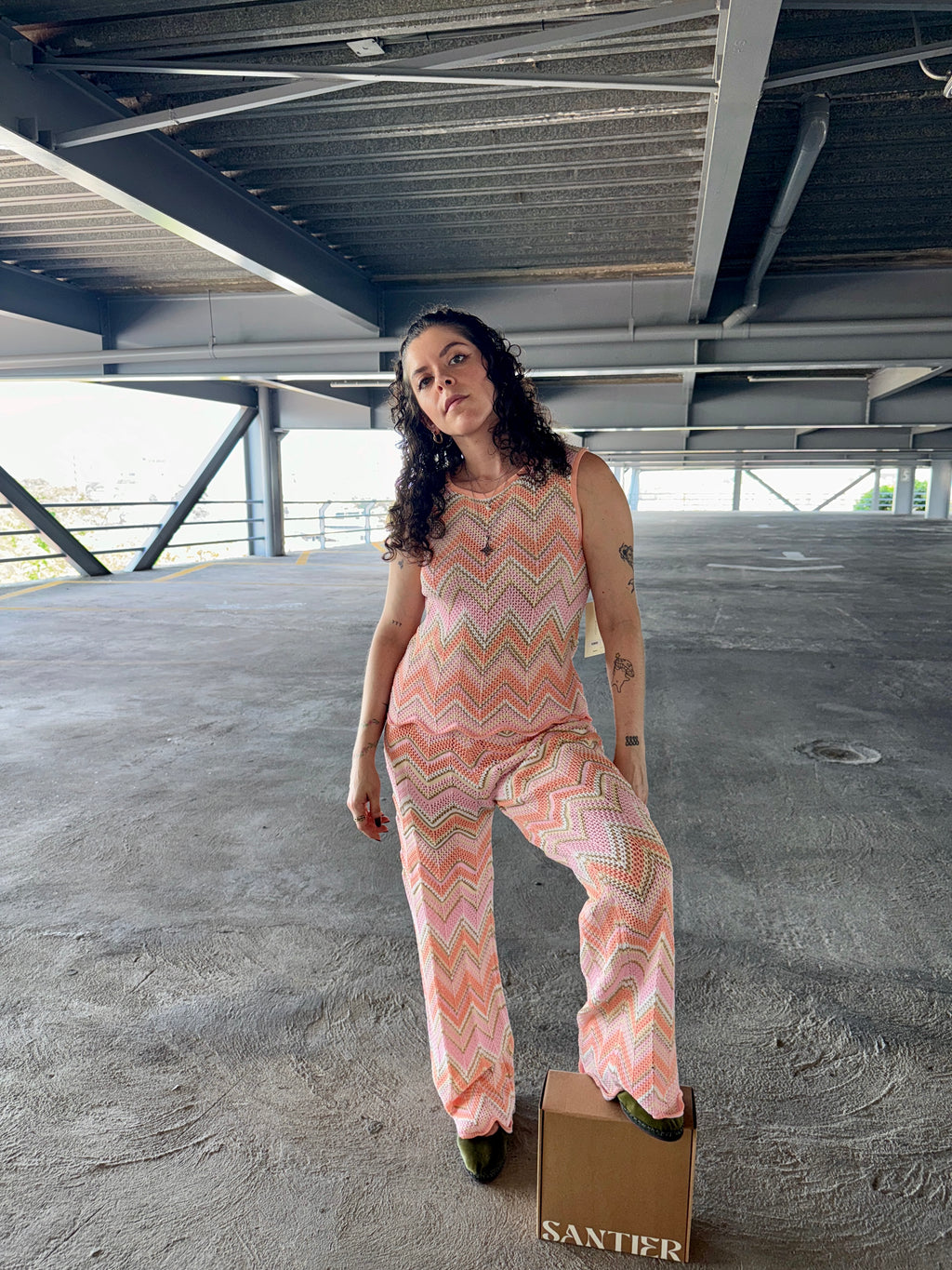 Irina Pink Zigzag Knit Matching Set