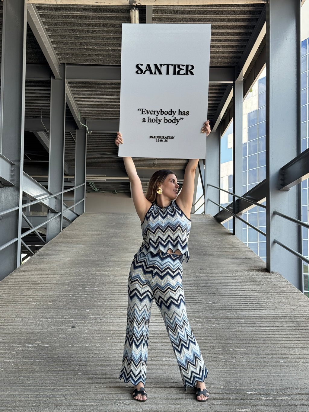 Irina Blue Zigzag Knit Matching Set