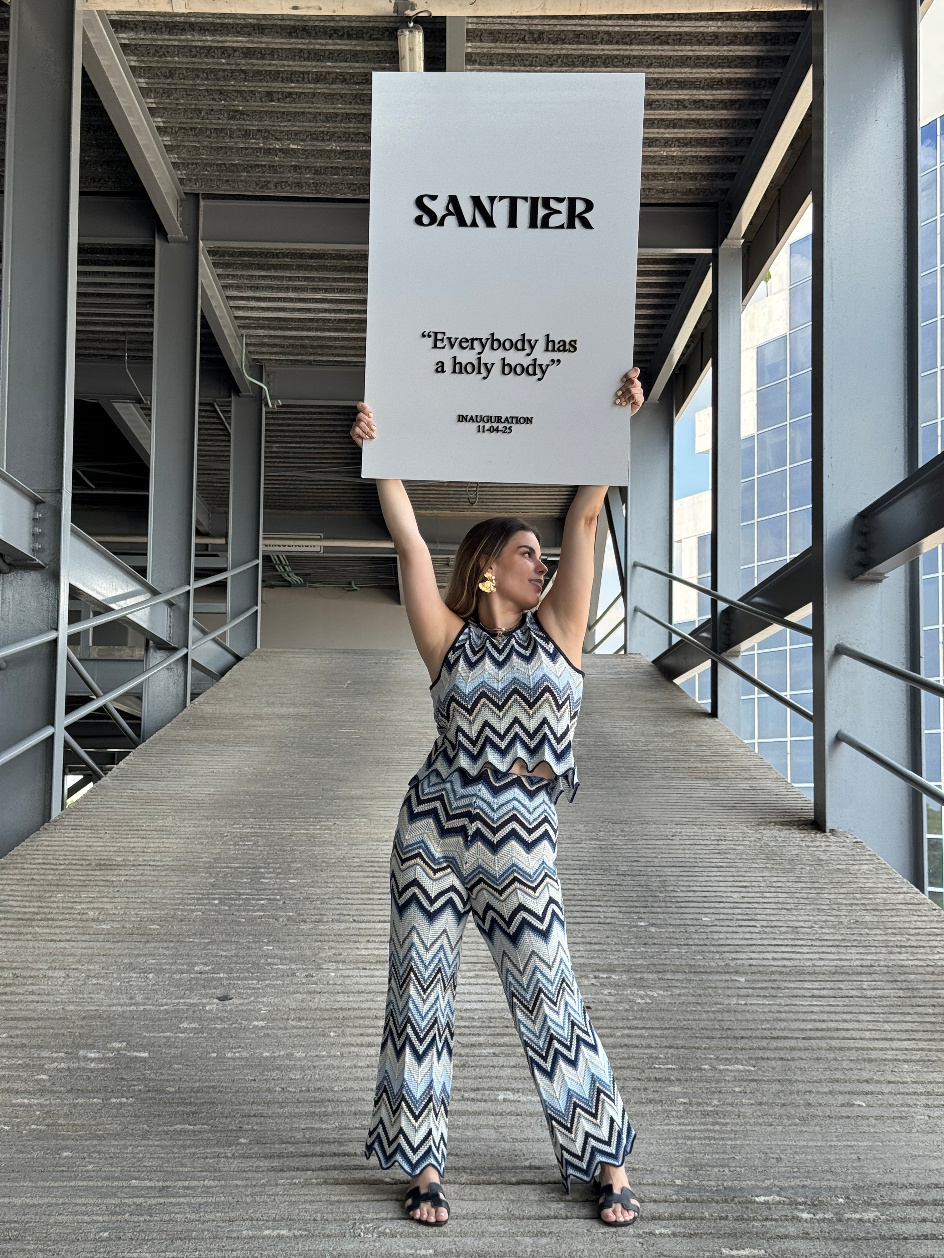 Irina Blue Zigzag Knit Matching Set