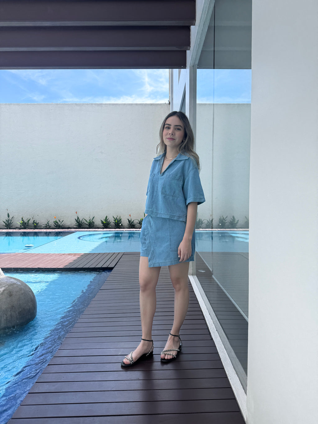 Denim Falda Co-ord Set