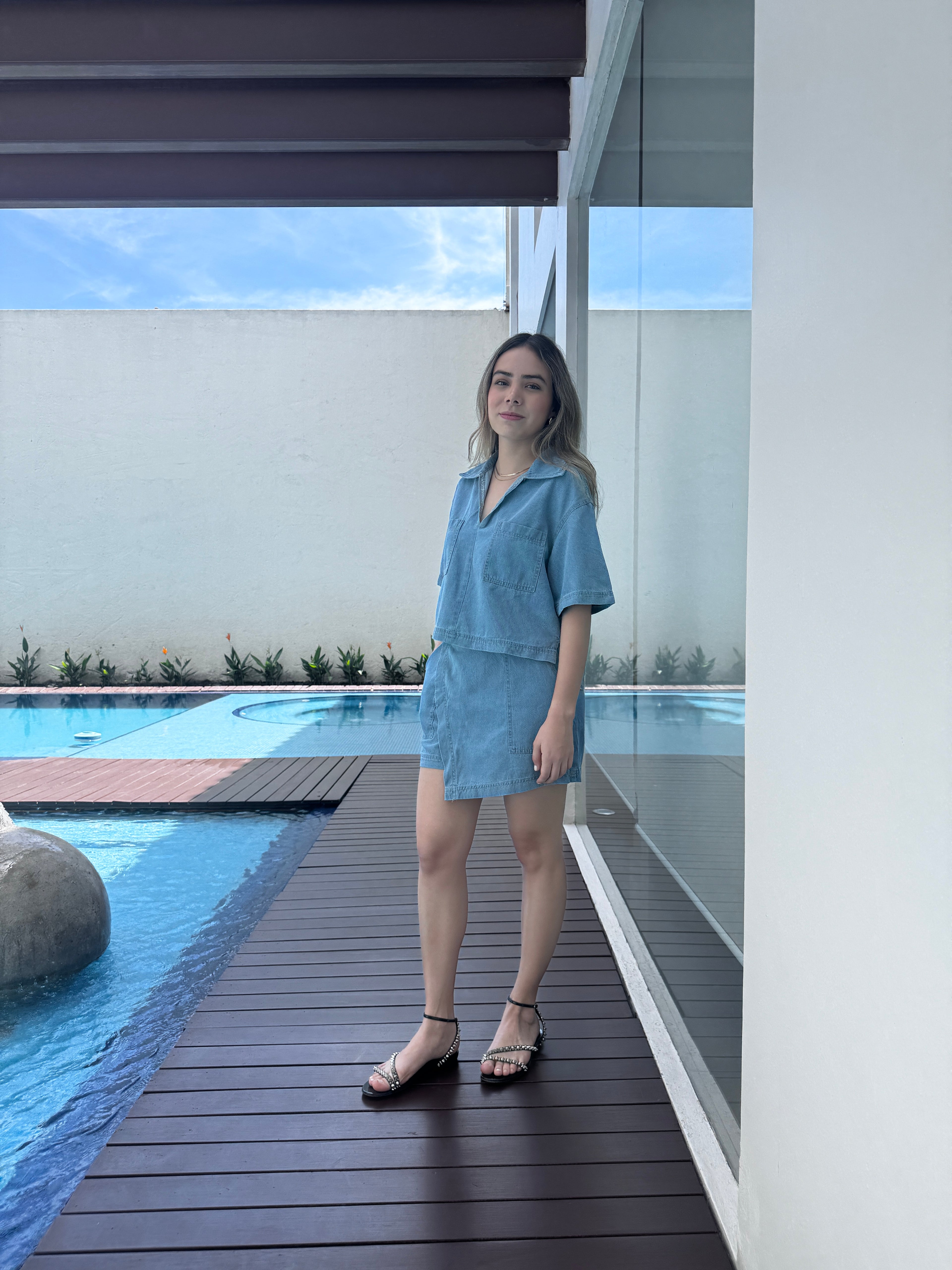 Denim Falda Co-ord Set