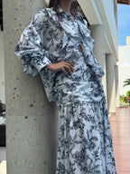 Kelly graphic-print shirt & skirt matching set