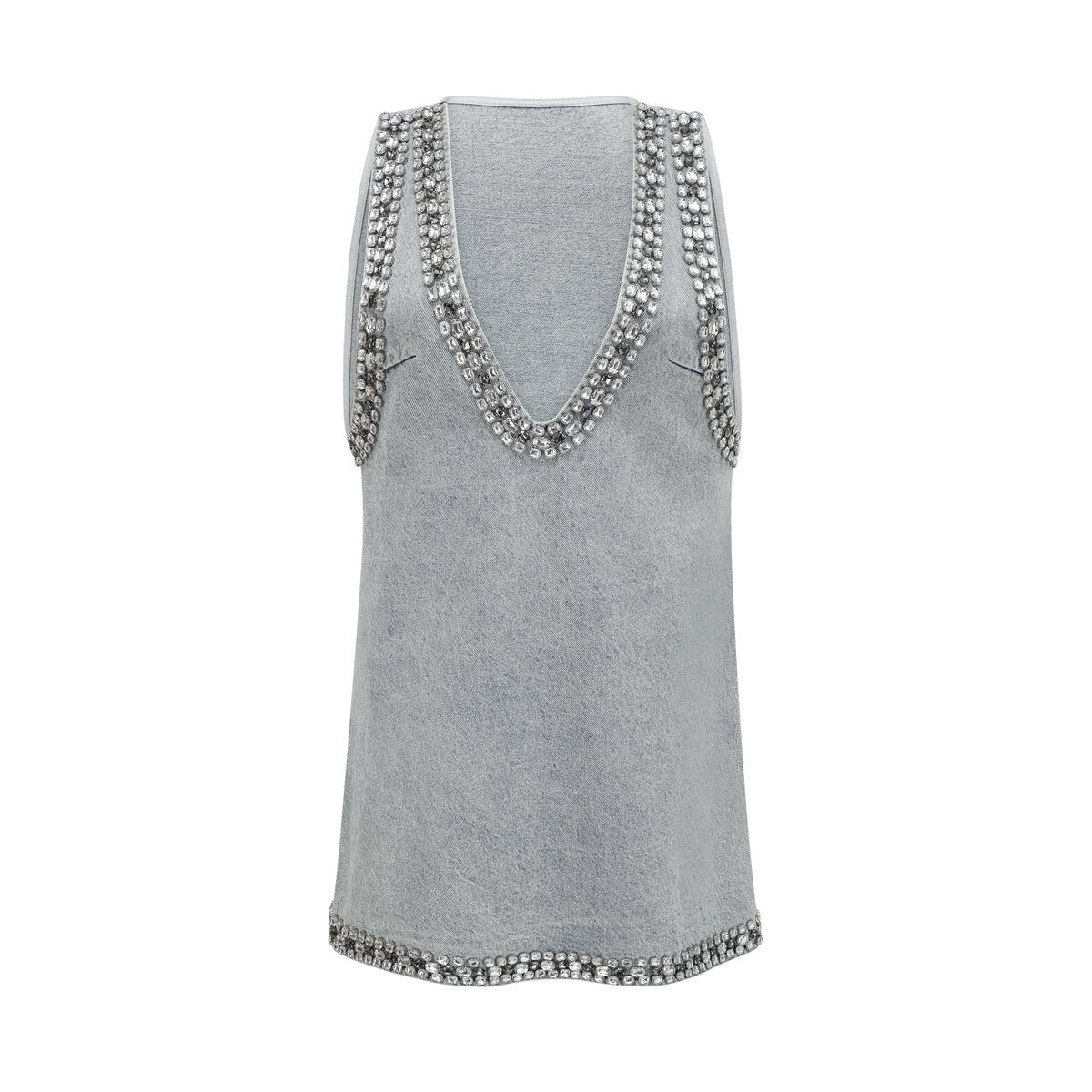 Daphné crystal sleeveless denim mini dress
