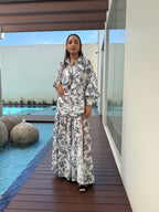 Kelly graphic-print shirt & skirt matching set