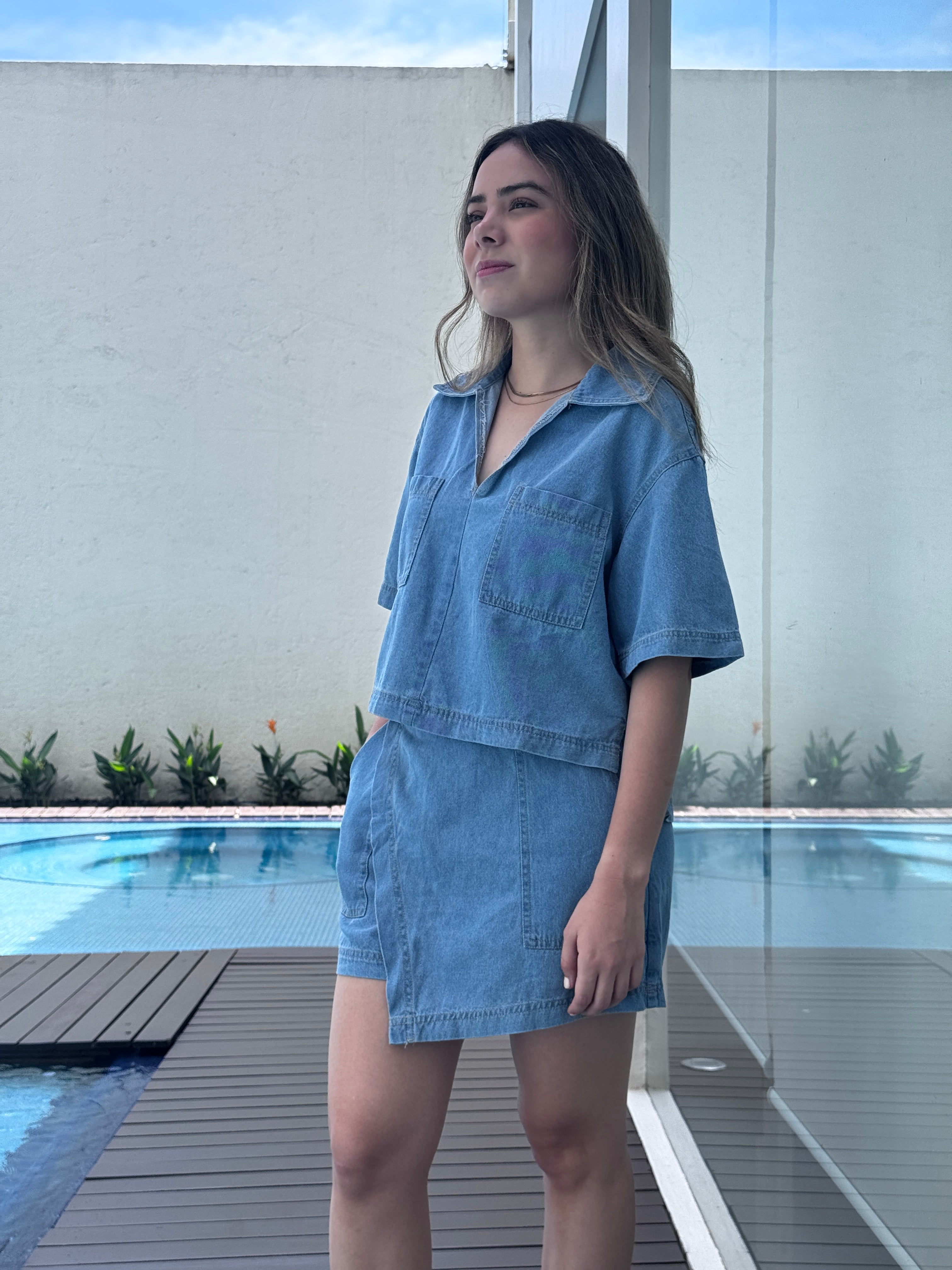 Denim Falda Co-ord Set