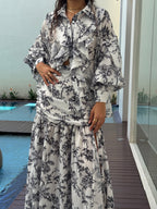 Kelly graphic-print shirt & skirt matching set