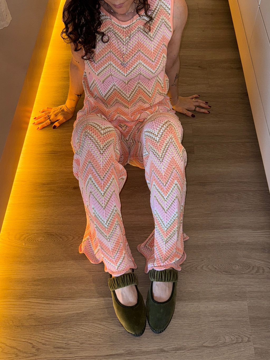 Irina Pink Zigzag Knit Matching Set