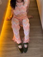 Irina Pink Zigzag Knit Matching Set