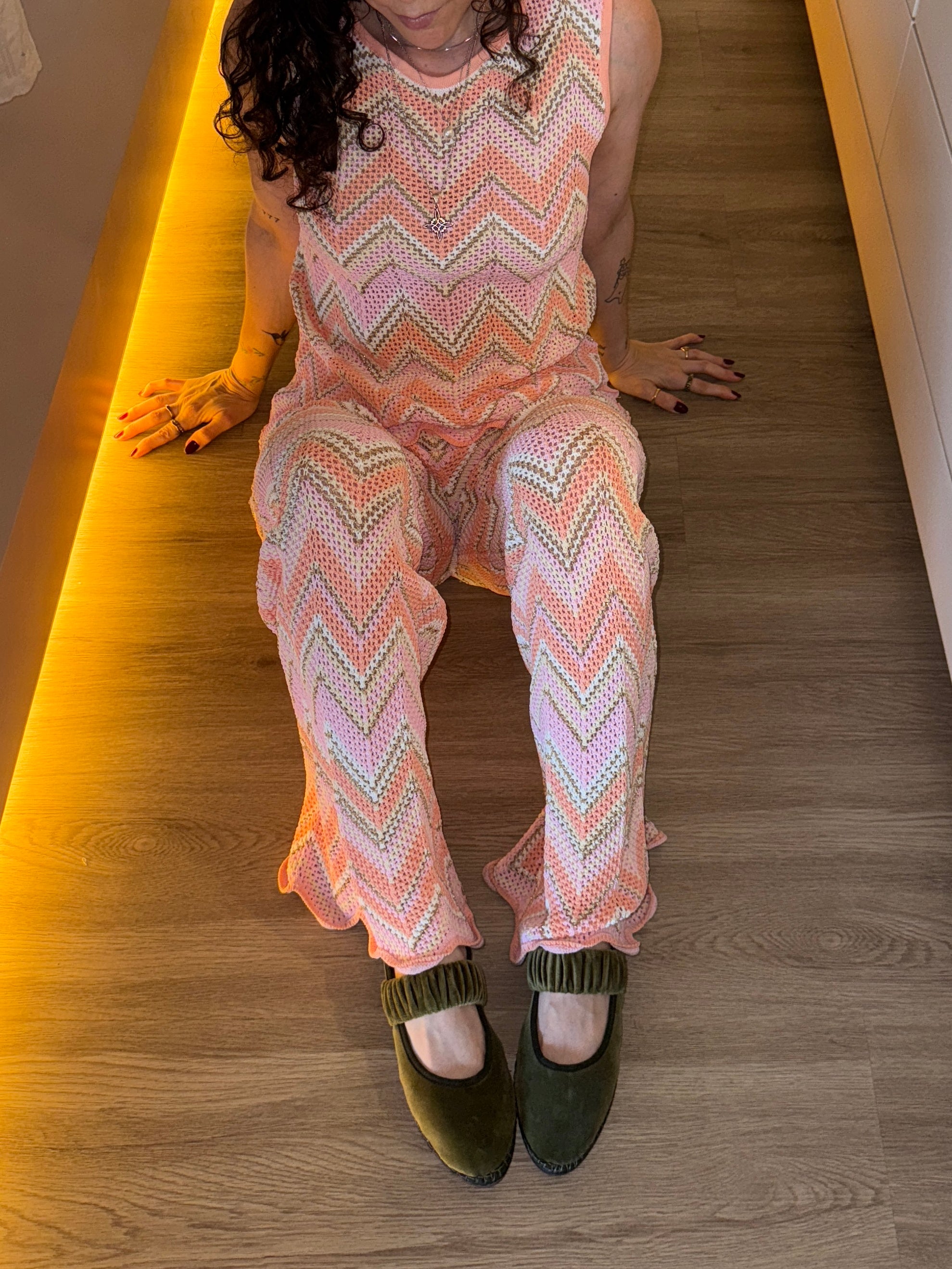 Irina Pink Zigzag Knit Matching Set