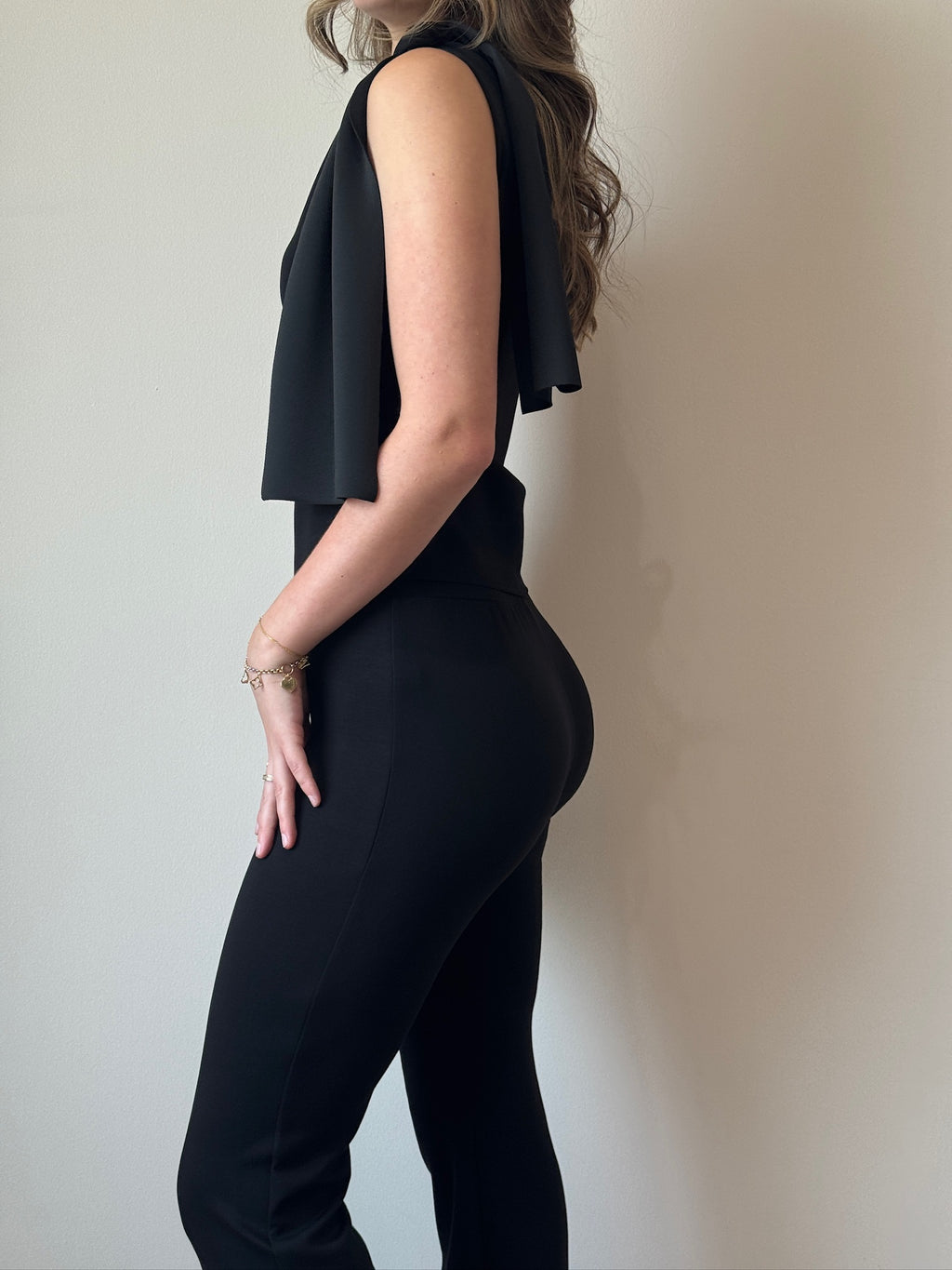 Clotilde black knitted top & trousers matching set