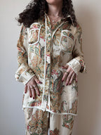 Agnes neutrals floral-print shirt & trousers matching set