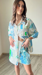 Geometrico Set Camisa Oversize + Falda