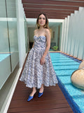 Fanny Strapless Vestido Midi Floral