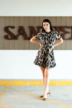 Lucie Brown Leopard Knit Mini Dress