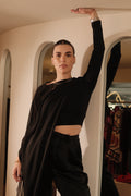 Eugénie Black Asymmetrical Design Blouse