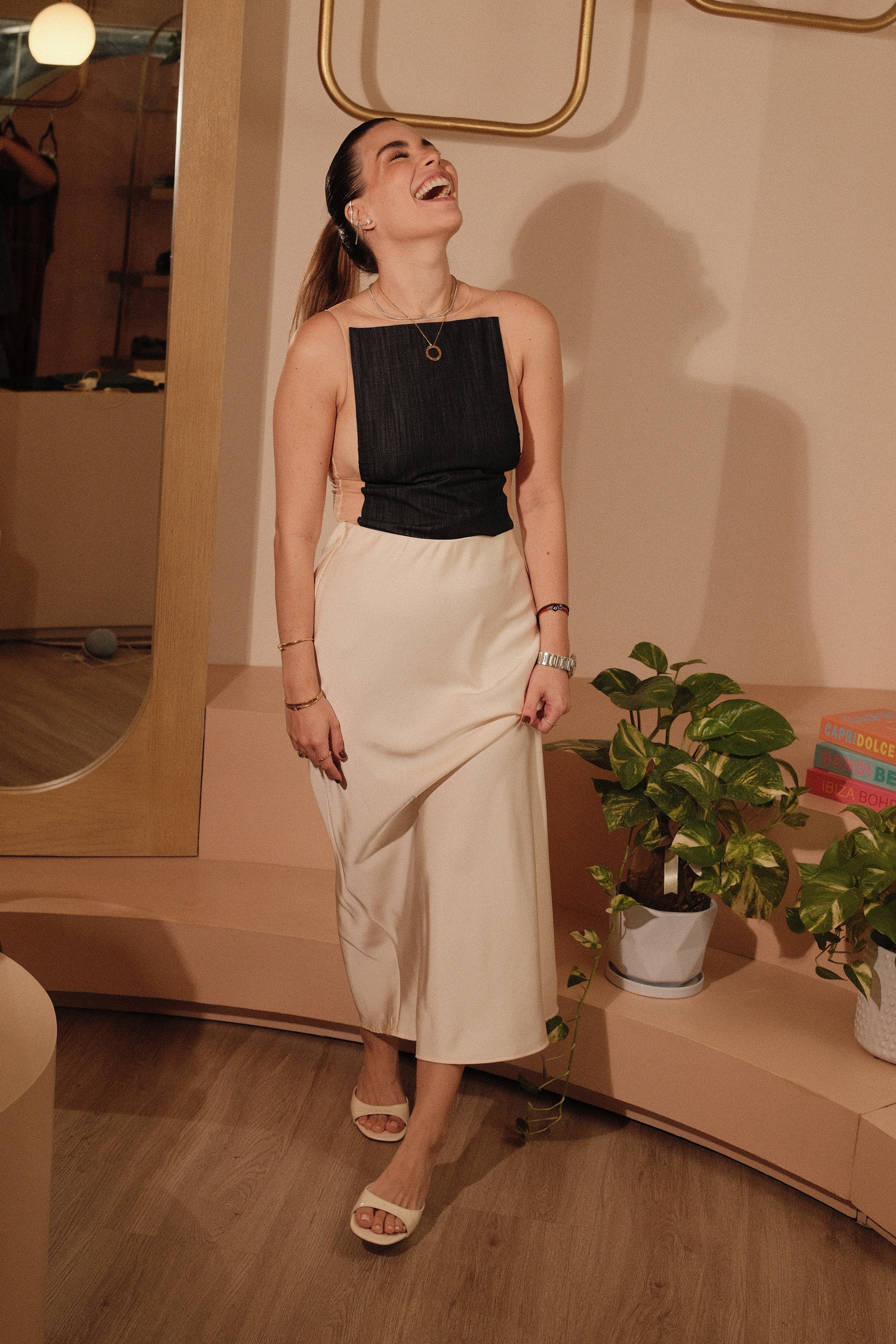 Sandrine blue denim semi-sheer bodysuit