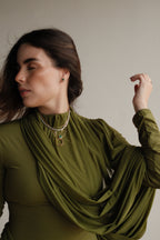 Arlette Green Ruched Party Dress