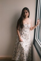 Estela White Halterneck Floral Print Midi Dress