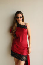 Maryam Slip Dress Satinado Rojo