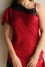Maryam Slip Dress Satinado Rojo