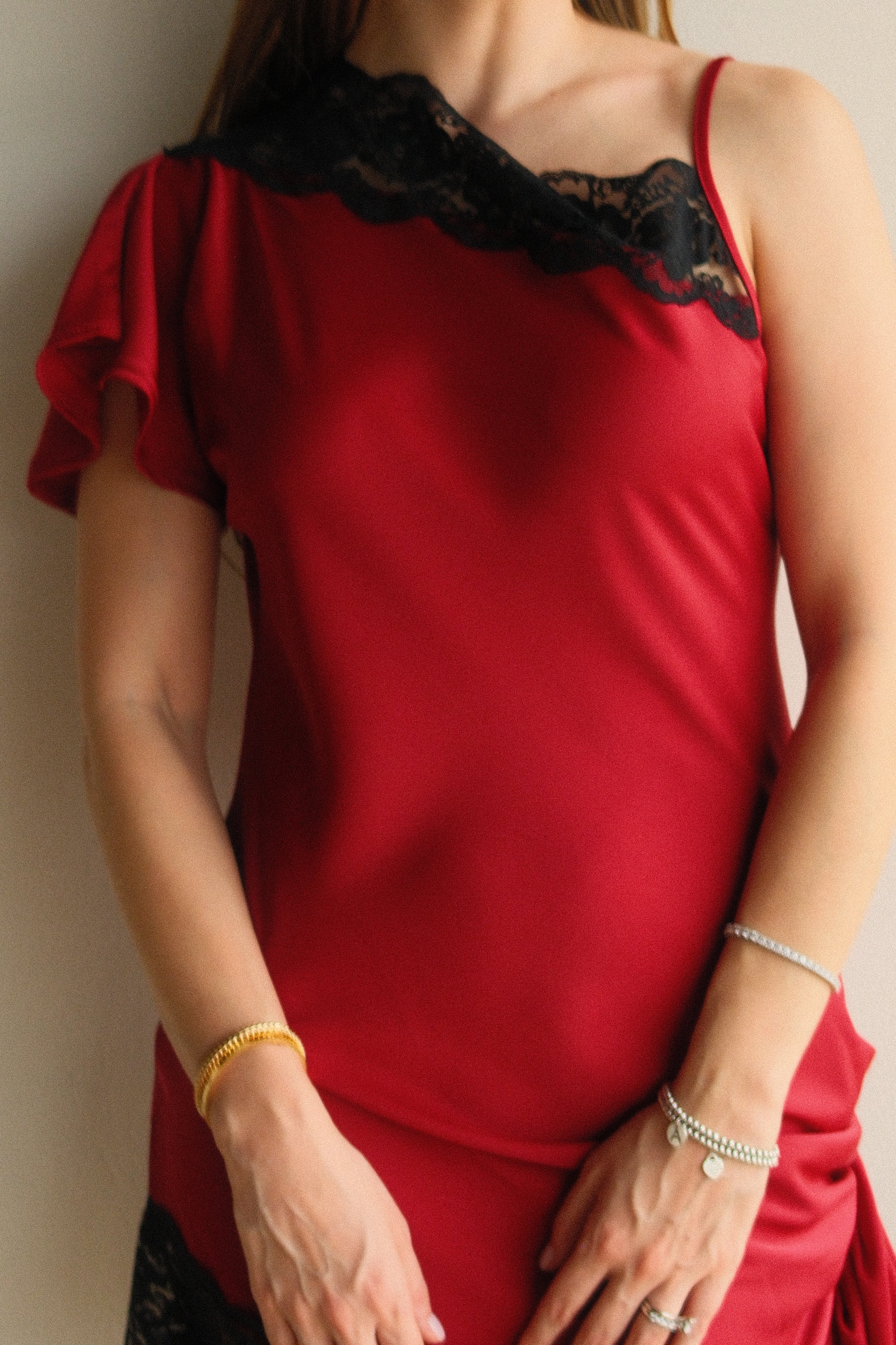 Maryam Slip Dress Satinado Rojo