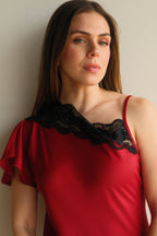 Maryam Slip Dress Satinado Rojo