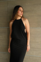 Hermione Vestido Largo Negro Halter