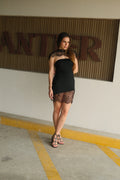 Alvaro Black Set Vestido Strapless y Collarín