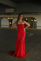 Josiane Vestido Rojo Off-Shoulder