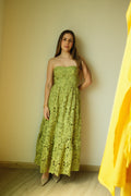 Inés Vestido Midi Verde Floral