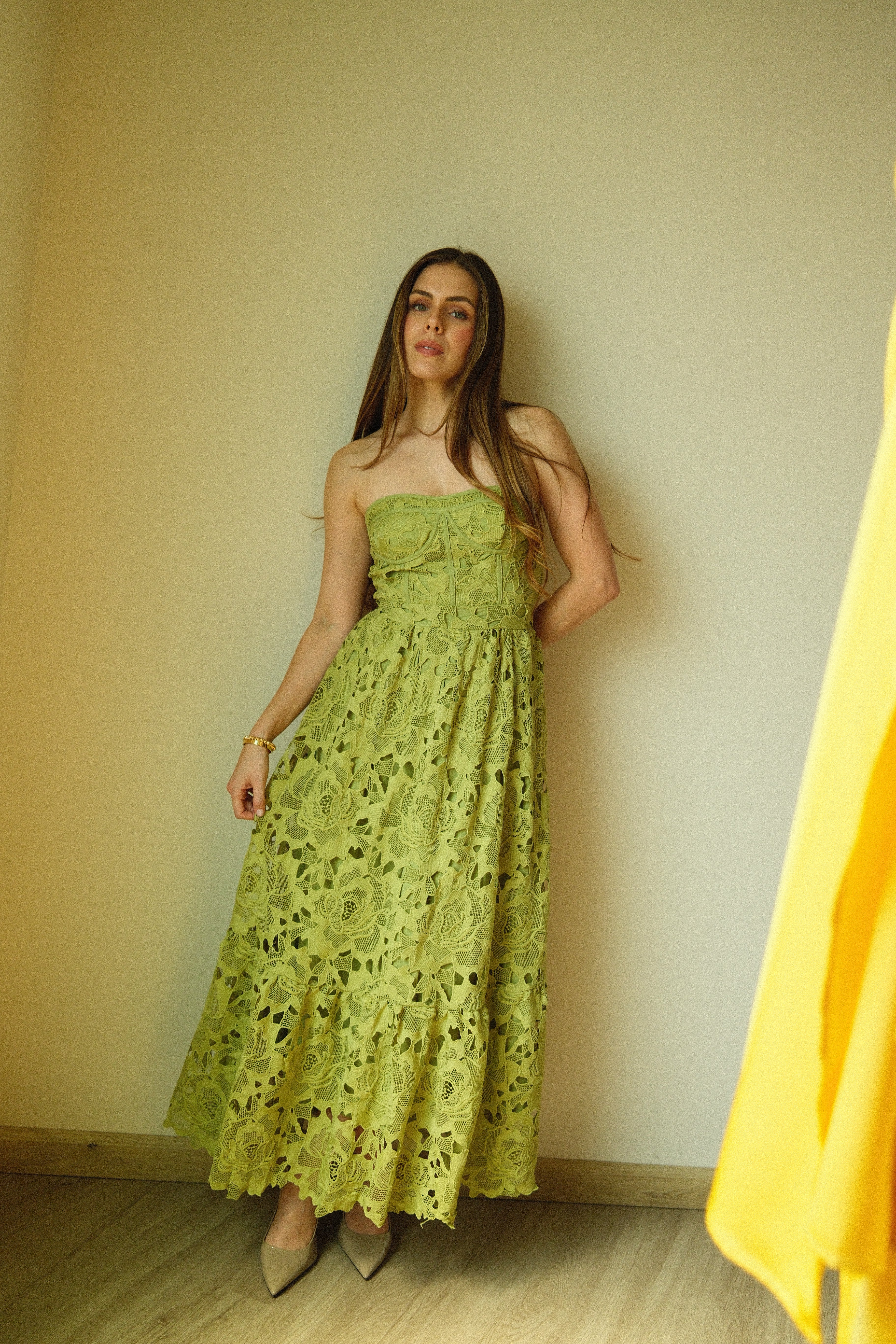 Inés Vestido Midi Verde Floral