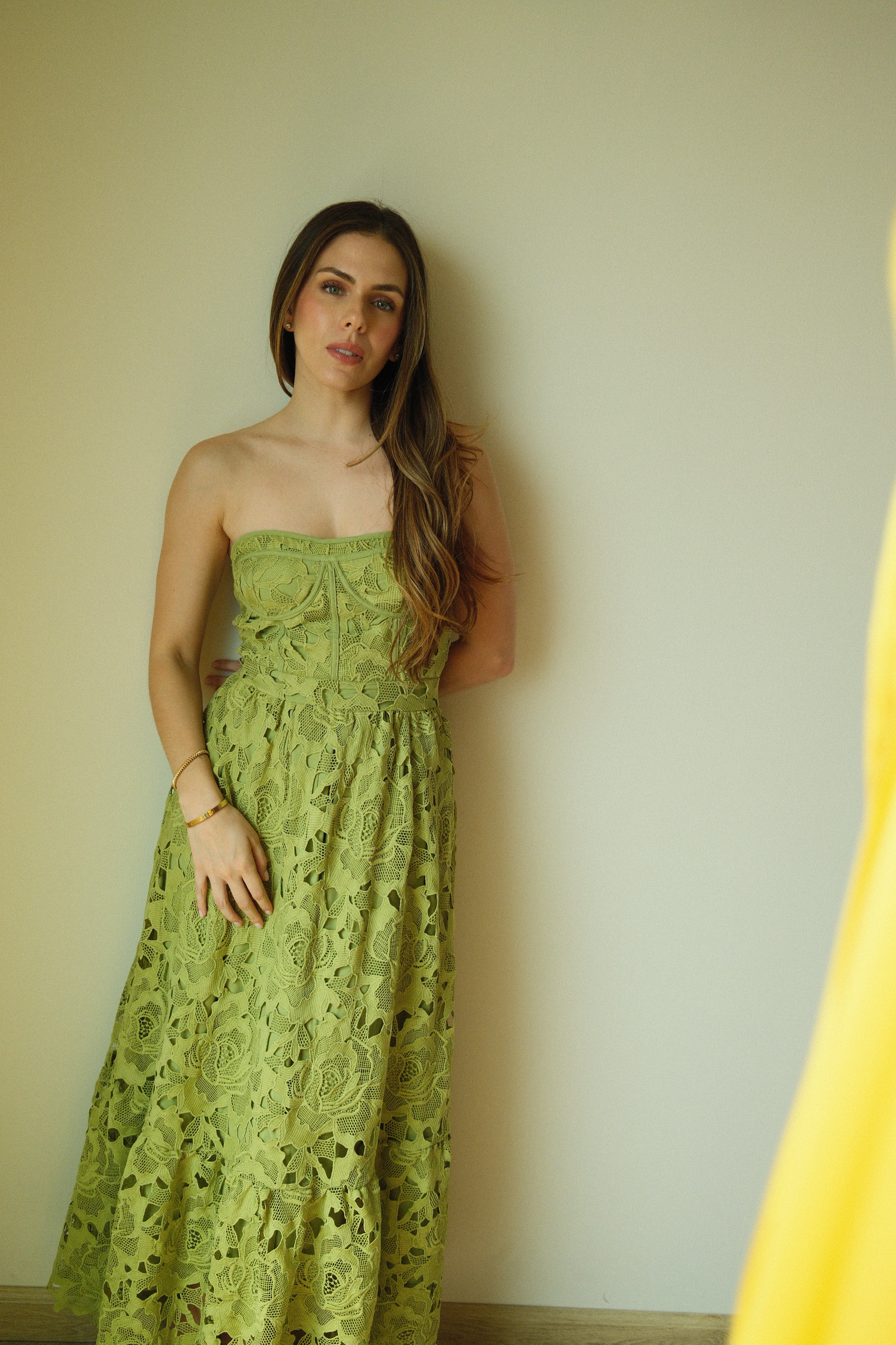 Inés Vestido Midi Verde Floral