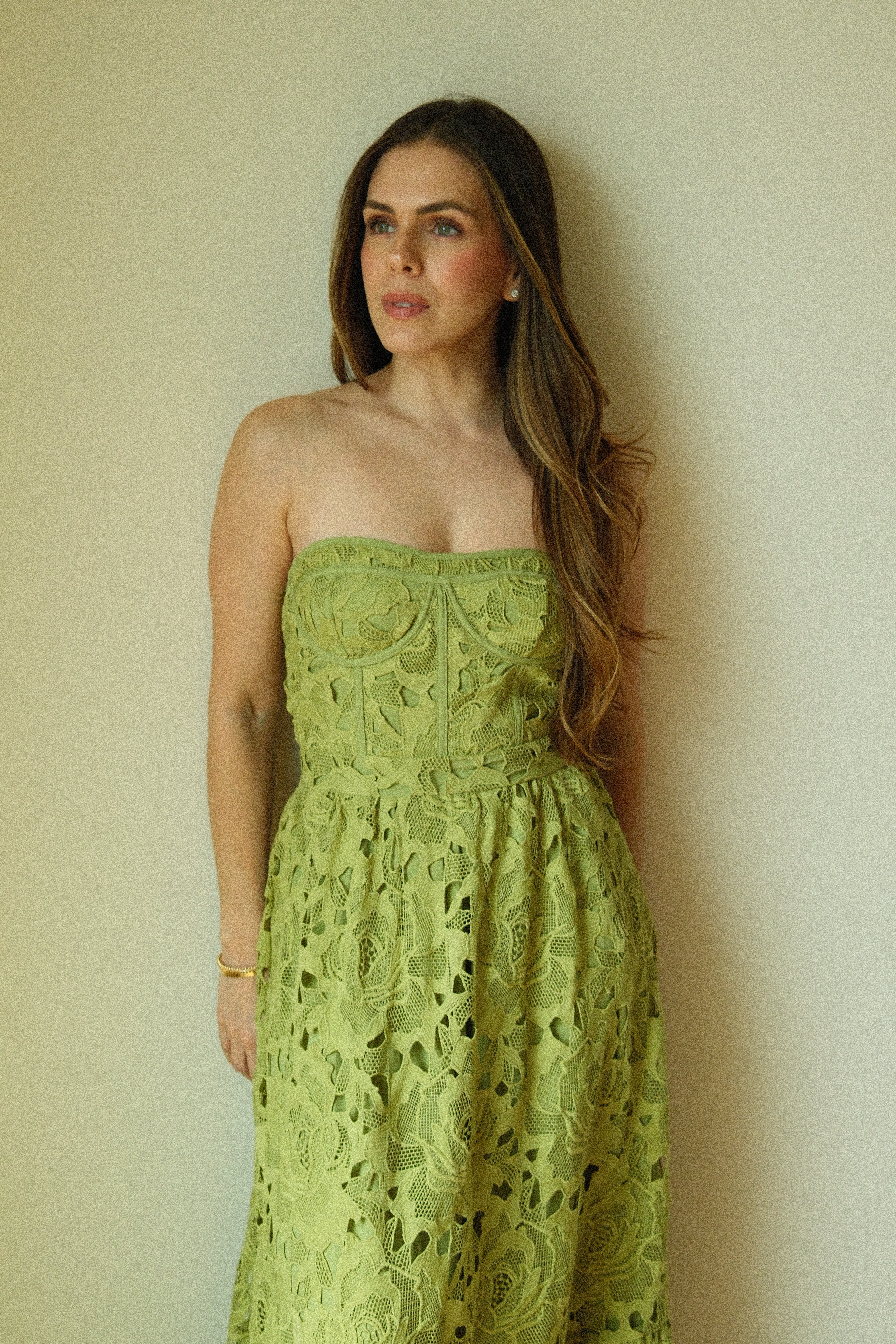 Inés Vestido Midi Verde Floral