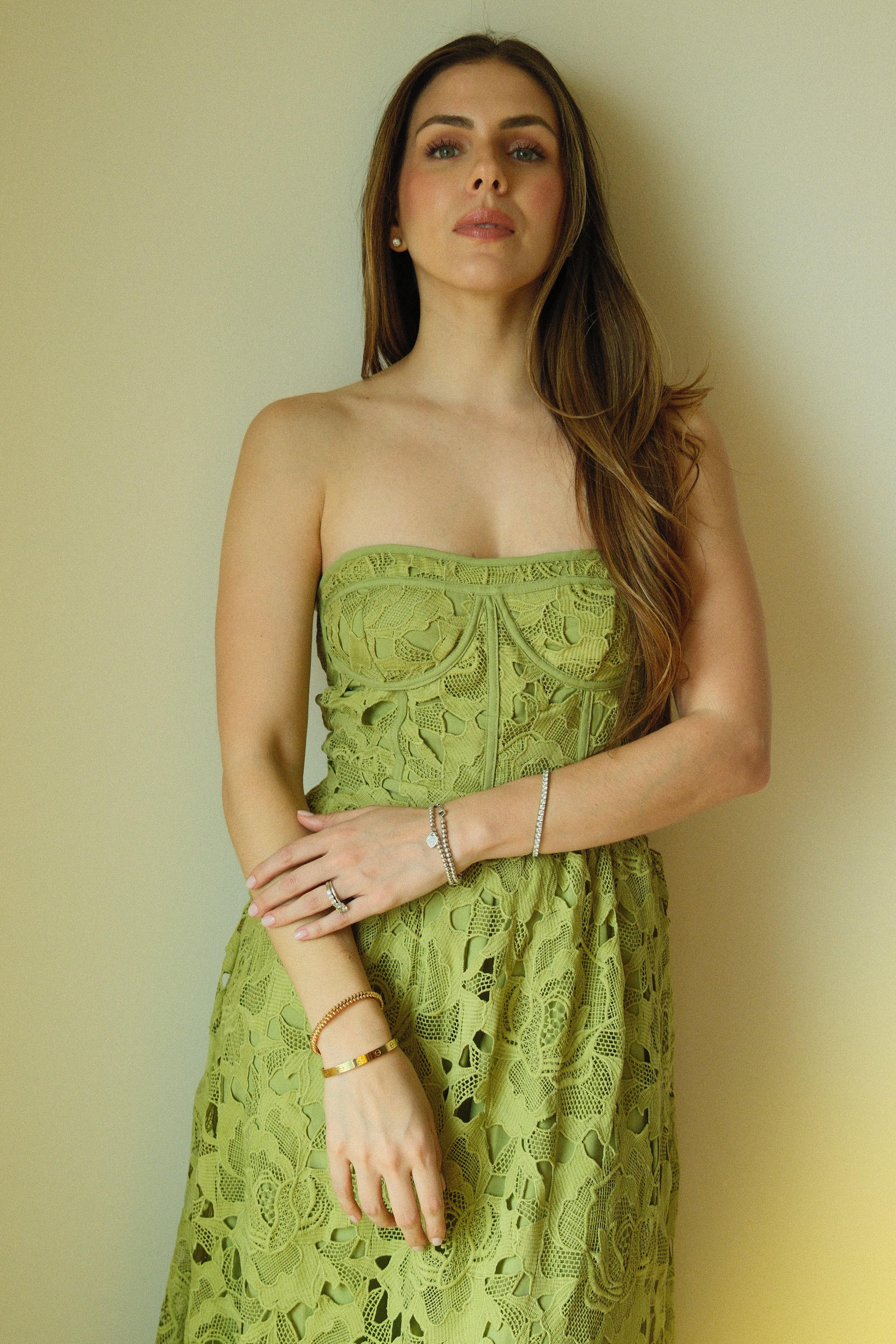 Inés Vestido Midi Verde Floral