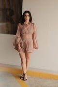 Linnea Conjunto Taupe Vestido y Shorts