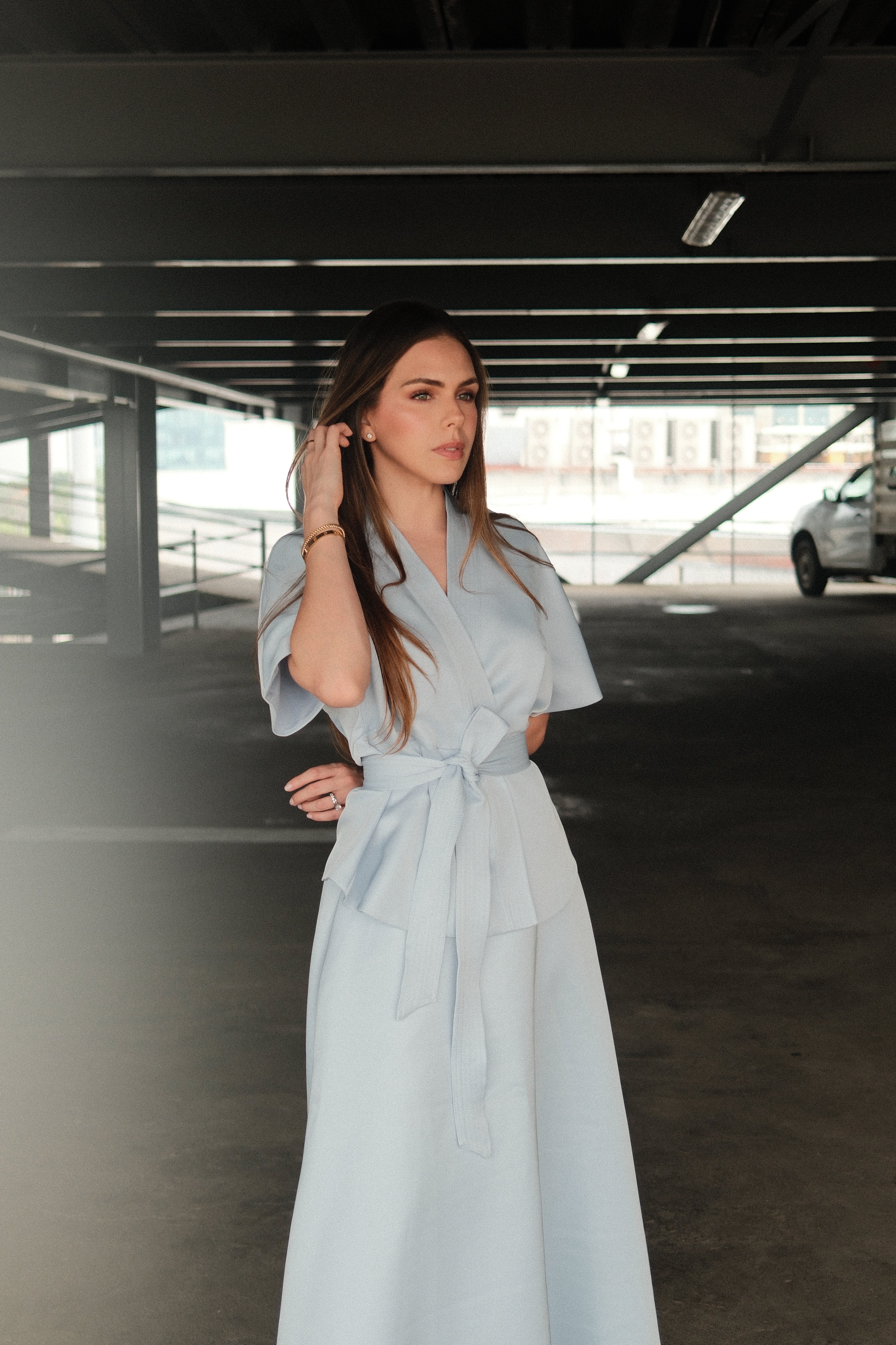 Johanna Conjunto Azul Blusa y Falda