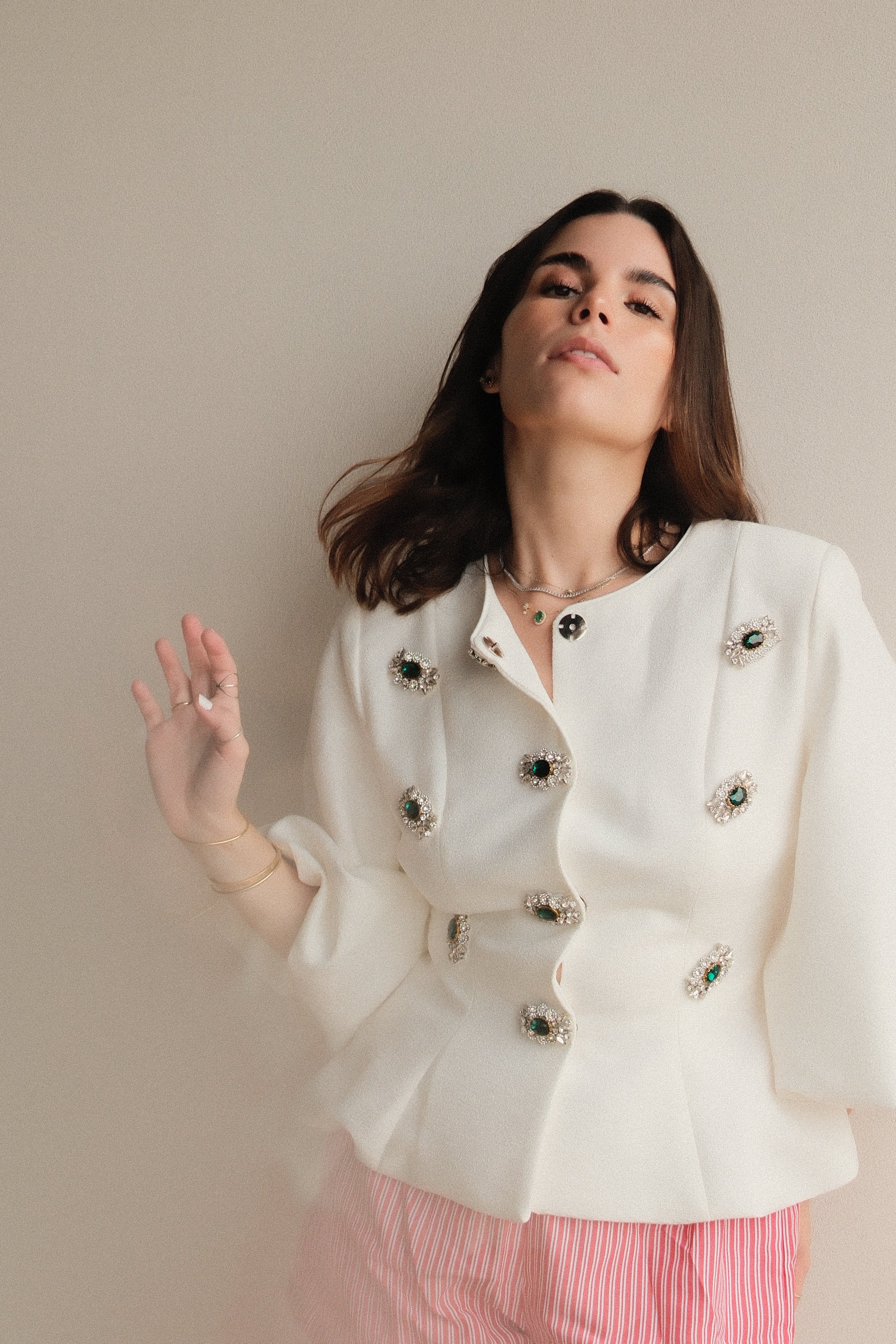 Berenice Blusa Blanca con Cristales