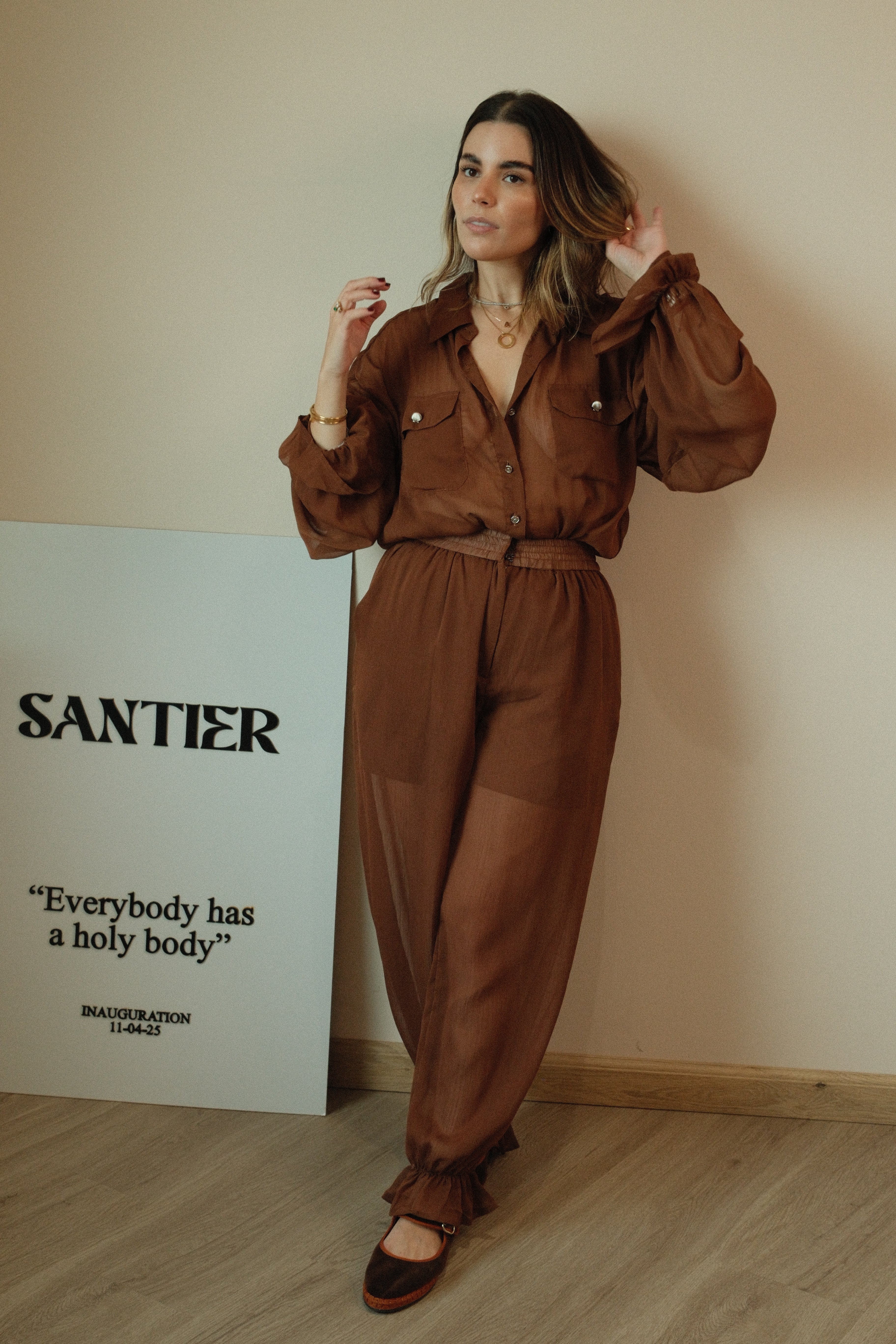 Chocolate Mousse Set Camisa + Pantalón mesh