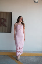 Inga Vestido Largo Rosa Strapless Floral