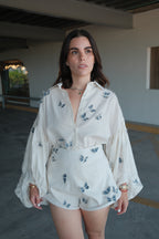 Ophelia Butterfly Embroidered Shirt & Shorts Set