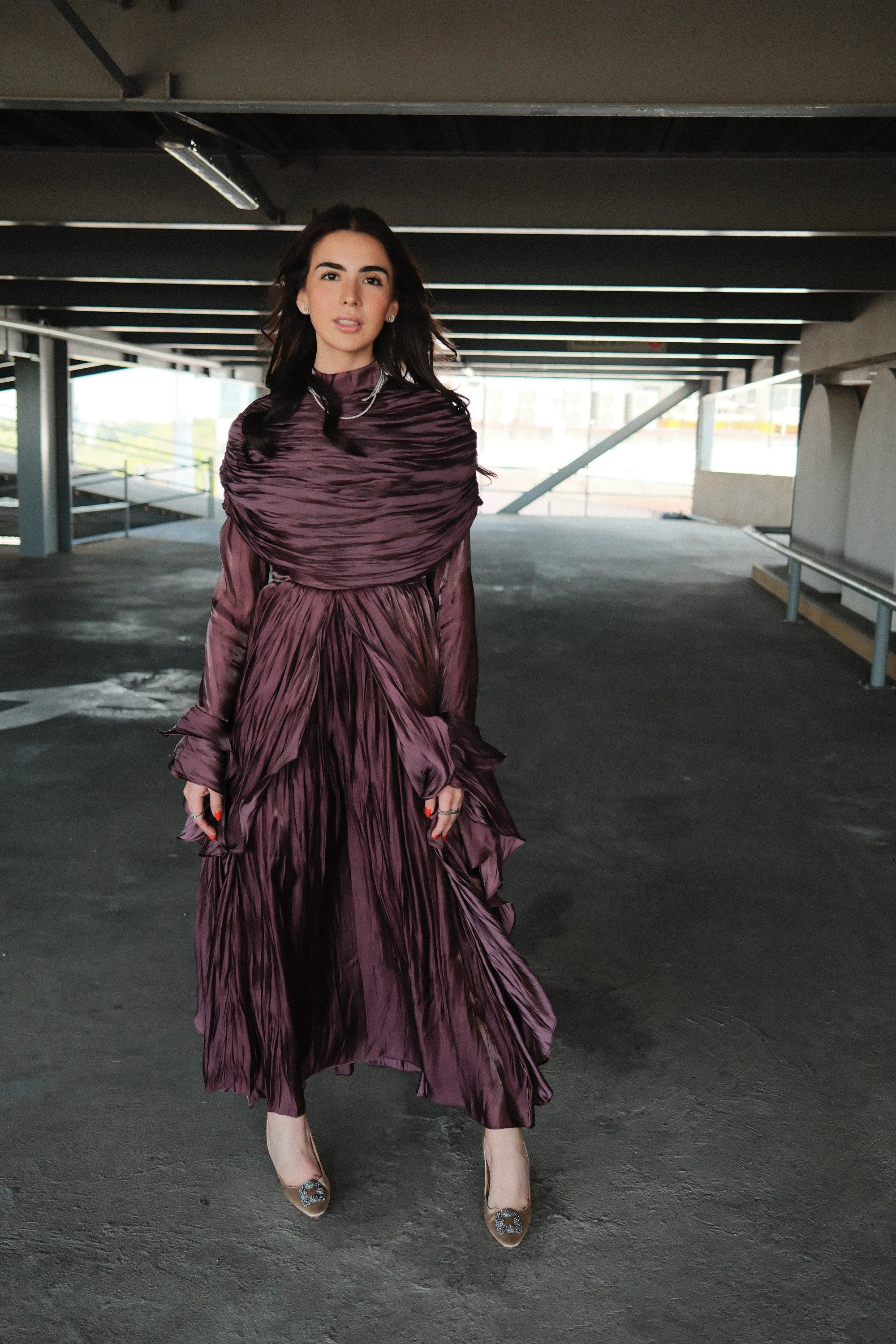 Gustave Vestido de Fiesta Morado Drapeado