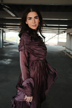 Gustave Vestido de Fiesta Morado Drapeado