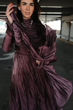 Gustave Vestido de Fiesta Morado Drapeado