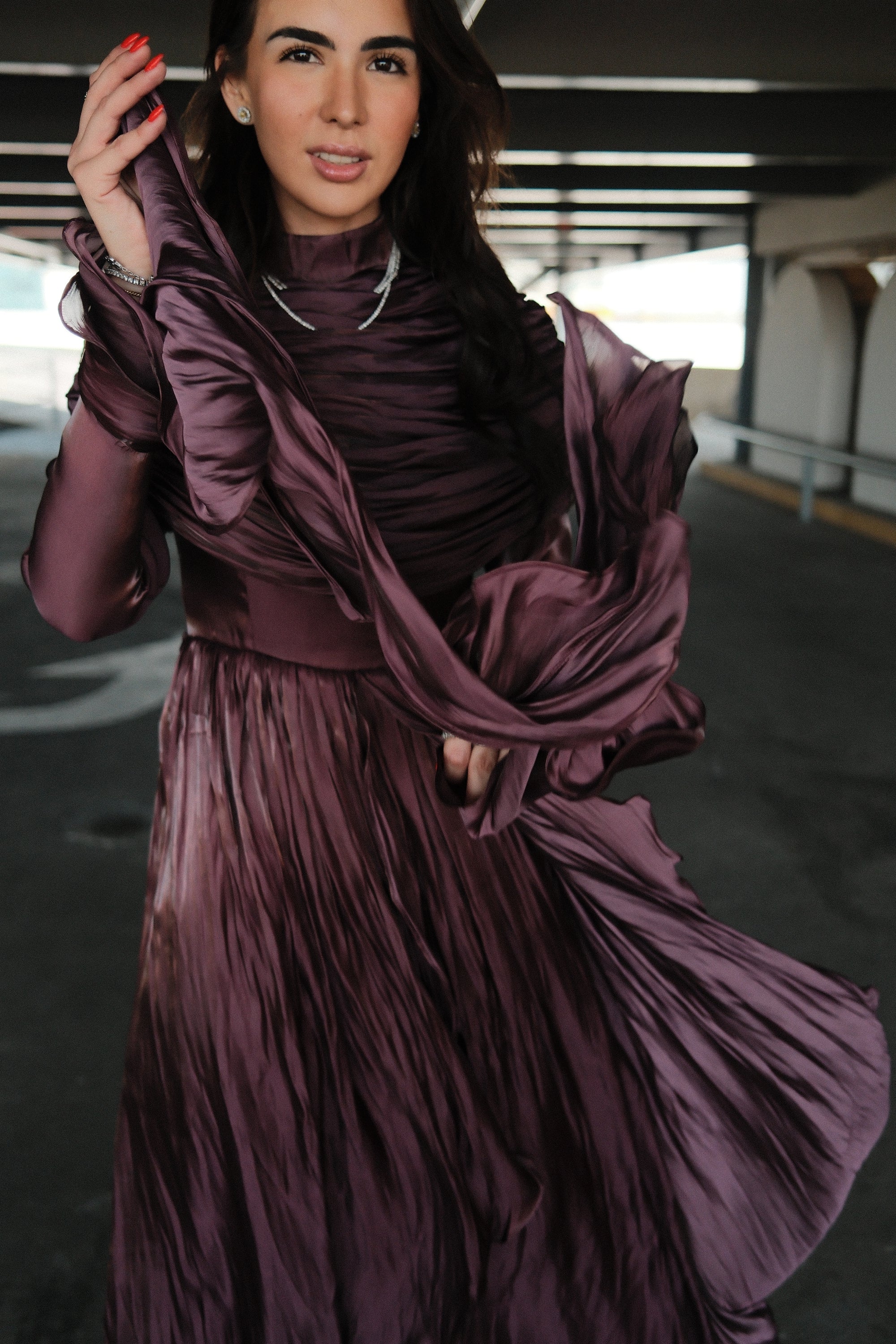 Gustave Vestido de Fiesta Morado Drapeado