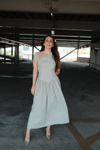 Thorne Vestido Midi Verdoso Asimétrico
