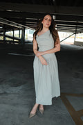 Thorne Vestido Midi Verdoso Asimétrico