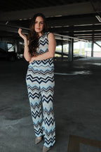 Irina Set Tejido Zigzag Azul
