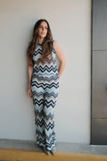 Irina Set Tejido Zigzag Azul