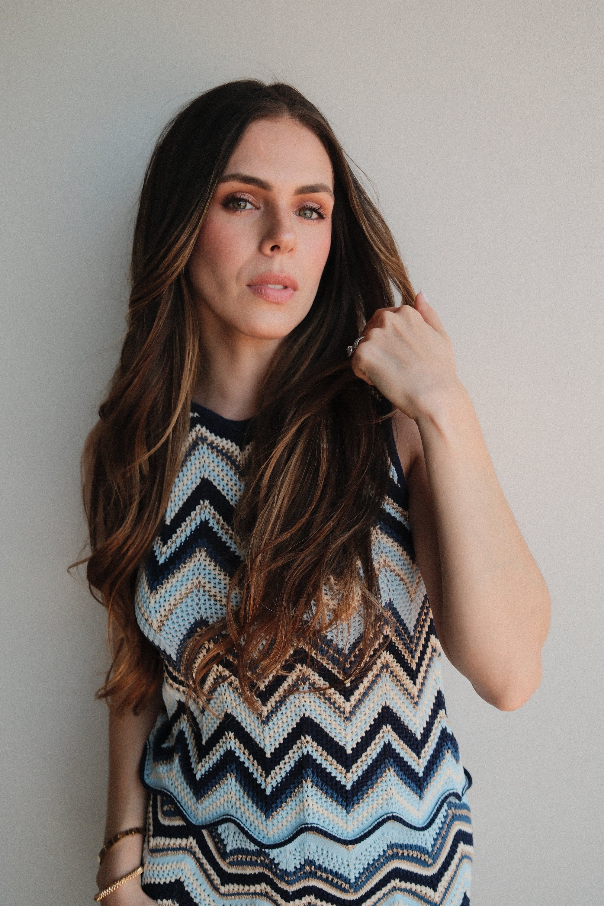 Irina Set Tejido Zigzag Azul