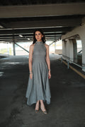 Wilhemine Vestido Midi Cuadros Gris